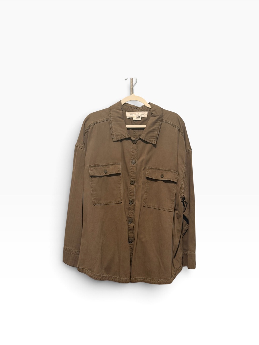 Nordstrom Treasure & Bond Olive Button-Front Shirt w/ Pockets Relaxed Fit 3X